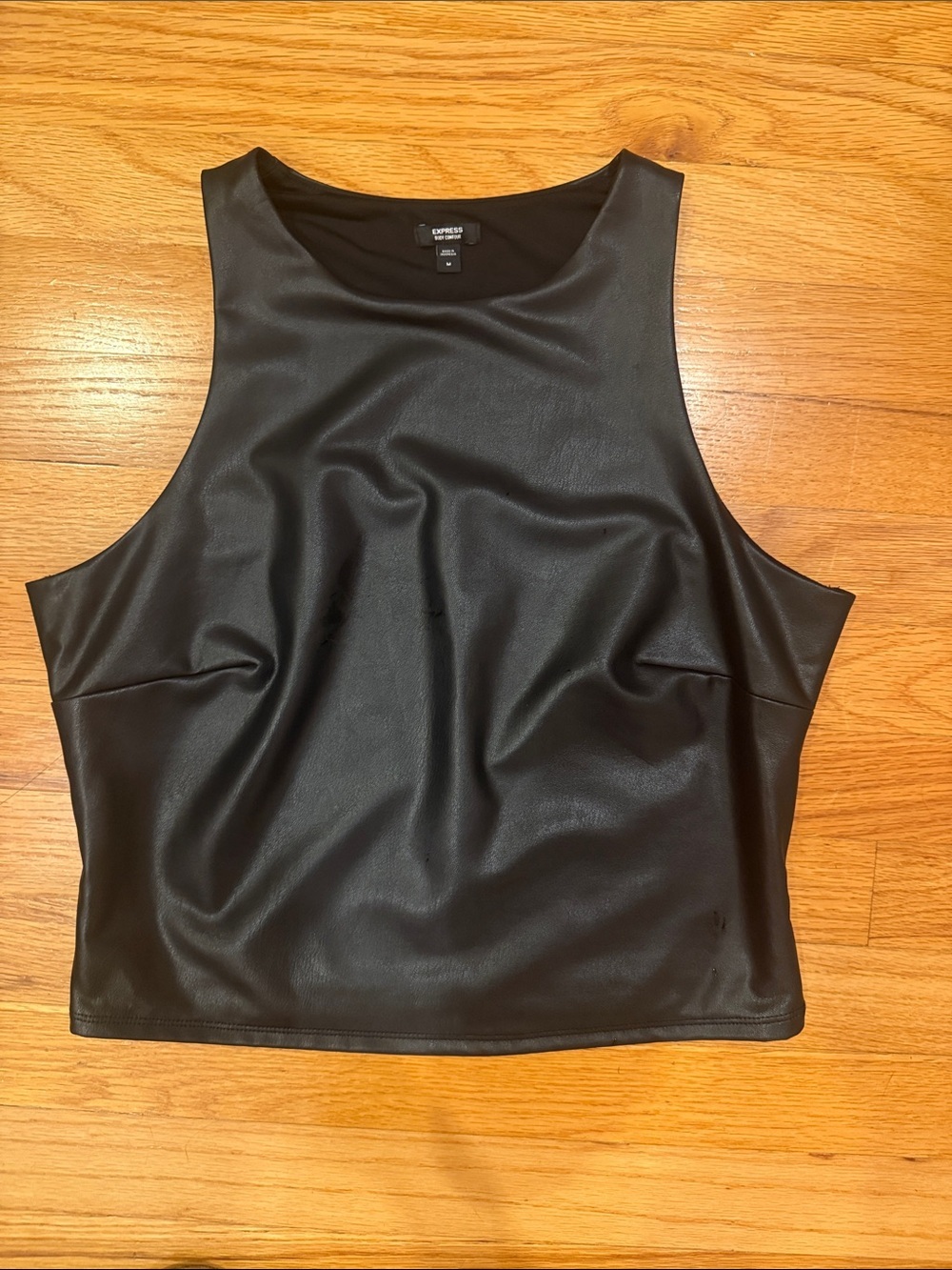 Express Black Faux Leather Crop